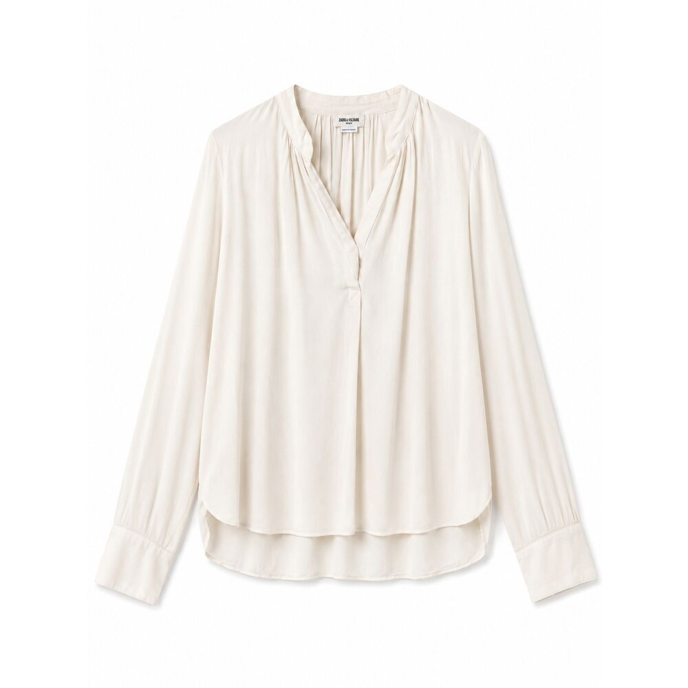 ZADIG & VOLTAIRE Womens Tink Blouse Ivory Cream V-Neck Size M Long Sleeve